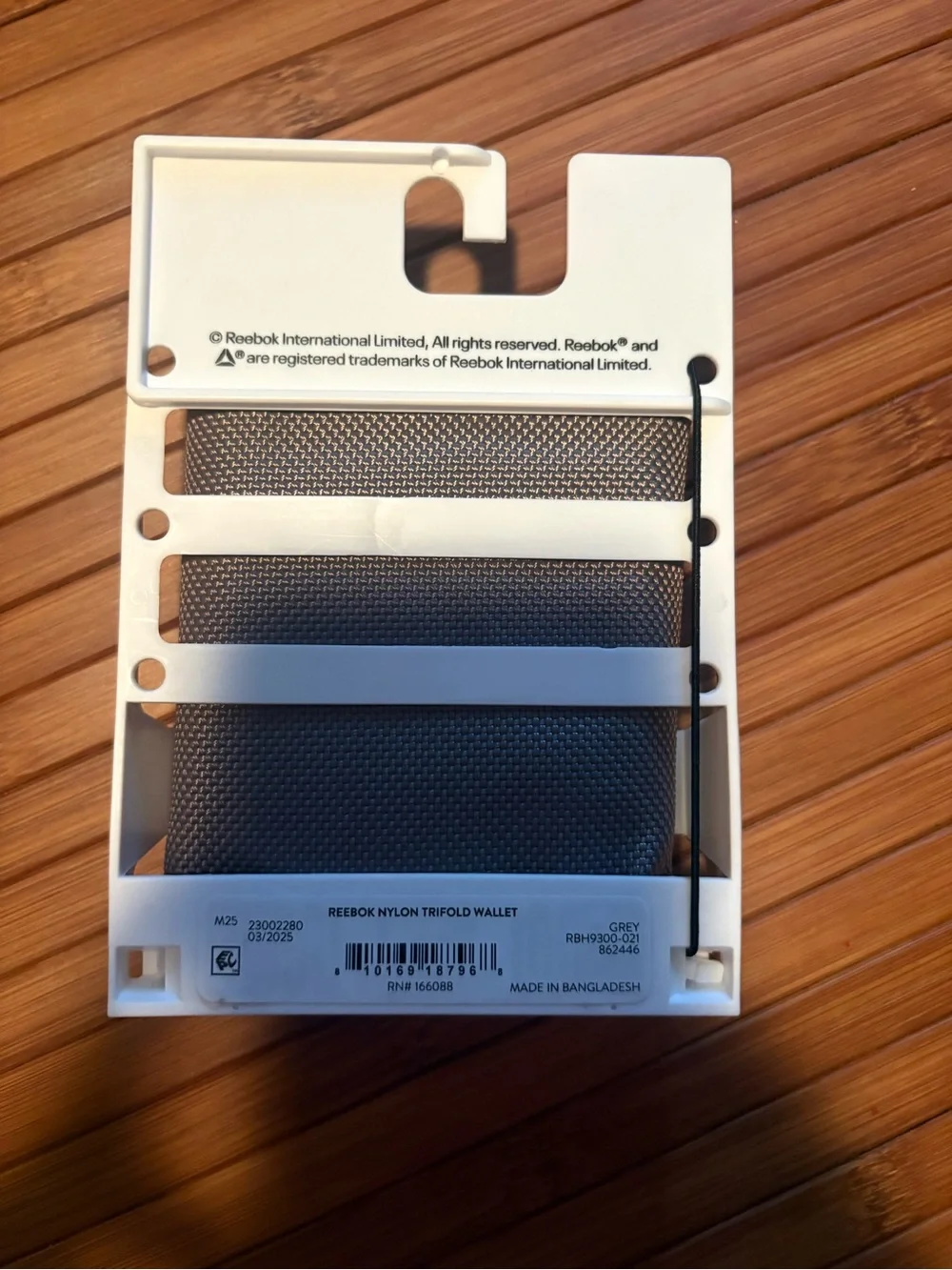 Reebok Gray and Black Nylon Tri-Fold Wallet